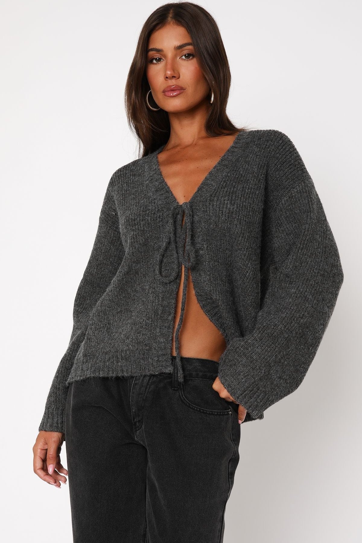 Flashback Knit Cardigan Charcoal