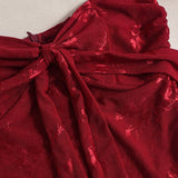 Jacquard Mesh Strapless Party Dress