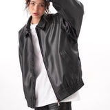 Vintage PU Leather Lapel Jacket