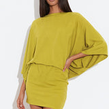 Chic Back Deep V Cowl Neck Loose Mini Dress