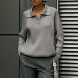 Polo Collar Knit Pullover Sweater