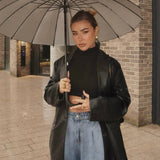 Single-Breasted PU Blazer