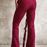 Sexy Lace Ribbon Slim Flare Pants