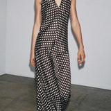 Polka Dot Halter Neck Maxi Dress