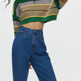Chic Color Block Crop Sweater