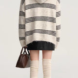 Colorblock Striped Hooded Sweater