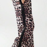 Chic Leopard Print Relaxed Wide Leg Pants