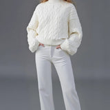 Cozy Half Neck Cable Sweater