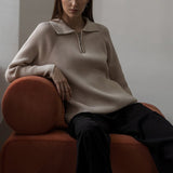 Polo Collar Knit Pullover Sweater