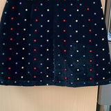 Fashionable Embroidered Polka Dot Velvet Skirt