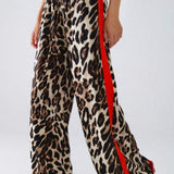 Chic Leopard Print Relaxed Wide Leg Pants