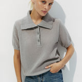 Hollow Out Polo Knit Sweater