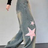 Streetwear Heart Patchwork Jeans