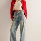Vintage Washed Wide Leg Jeans