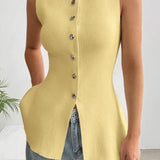 Casual Sleeveless Knit Sweater
