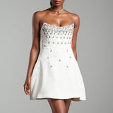 Rhinestone Strapless Bandage Ruched Party Dress