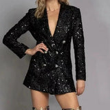 Sequin Double-Breasted Blazer