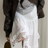 Fashionable Elegant Asymmetrical Lace Panel Midi Skirt
