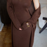 Solid V Neck Cotton Knit Bodycon Two Piece Set