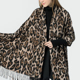 Cozy Leopard Print Faux Wool Scarf
