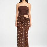 Polka Dot Strapless Bodycon Maxi Dress