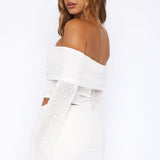In Too Deep Long Sleeve Knit Top White
