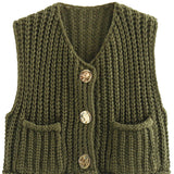 Sleeveless Cropped Knit Sweater Cardigan