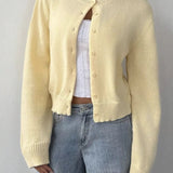 Plain Knit Long Sleeve Cardigan