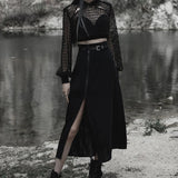 Women's Minimalist Thin Two-wear A Pendulum Chiffon Half Detachable Belt High Waist Long Skirt