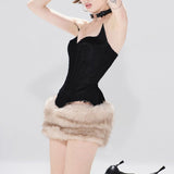 Solid Color Backless Tube Fleece Two Piece Set