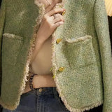 Elegant Long Sleeve Tweed Jacket