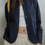 Navy Long Sleeve Casual Jacket