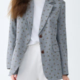Printed Longline Casual Blazer