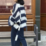 V-Neck Patchwork Knit Cardigan