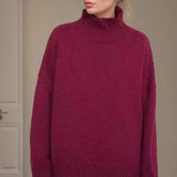 Solid High Neck Knit Sweater