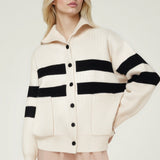 High Neck Color Block Knit Sweater