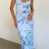 Printed V Neck Bodycon Slip Dress