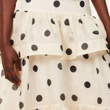 Tiered Ruffle Polka Dot Midi Skirt