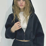 Zip Up Cropped Y2K Hoodie