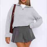 Zip Neck Knit Sweater