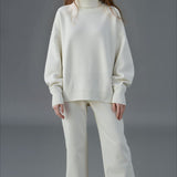 Solid High Neck Loose Knit Sweater