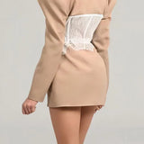 Slim High Waist Lace Blazer