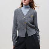 Chic Embroidered Cable Knit Cardigan