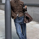 Single-Breasted Suede Jacket