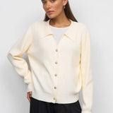 Single Button V-Neck Knit Sweater