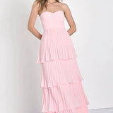 Strapless Ruched Ruffled Tiered Party Dress