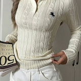 Collared Long Sleeve Knit Sweater