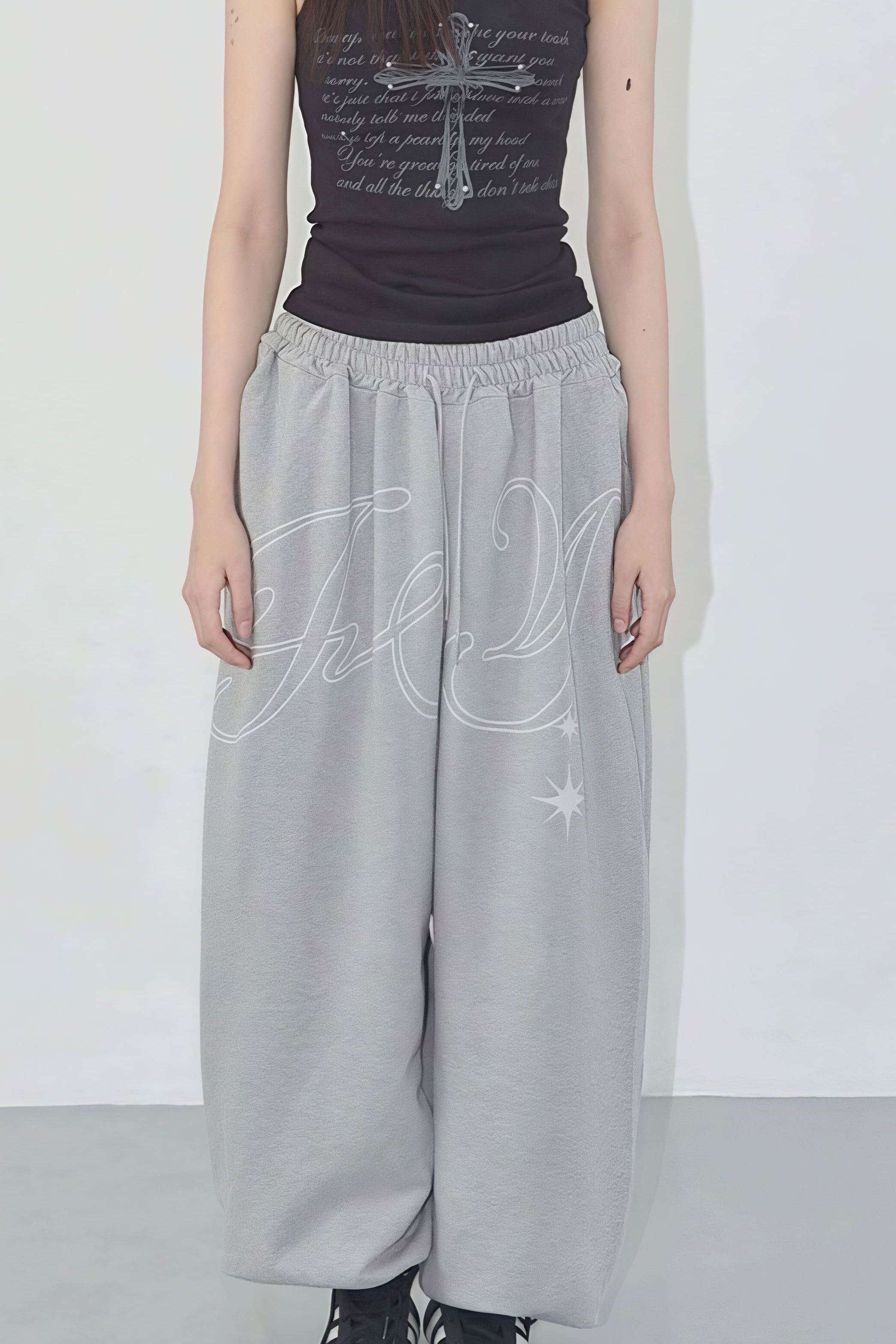 Vintage Hip Hop Graphic Baggy Straight Pants