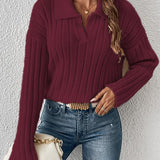 Fashion Lapel Knit Sweater