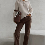 Polo Collar Knit Pullover Sweater